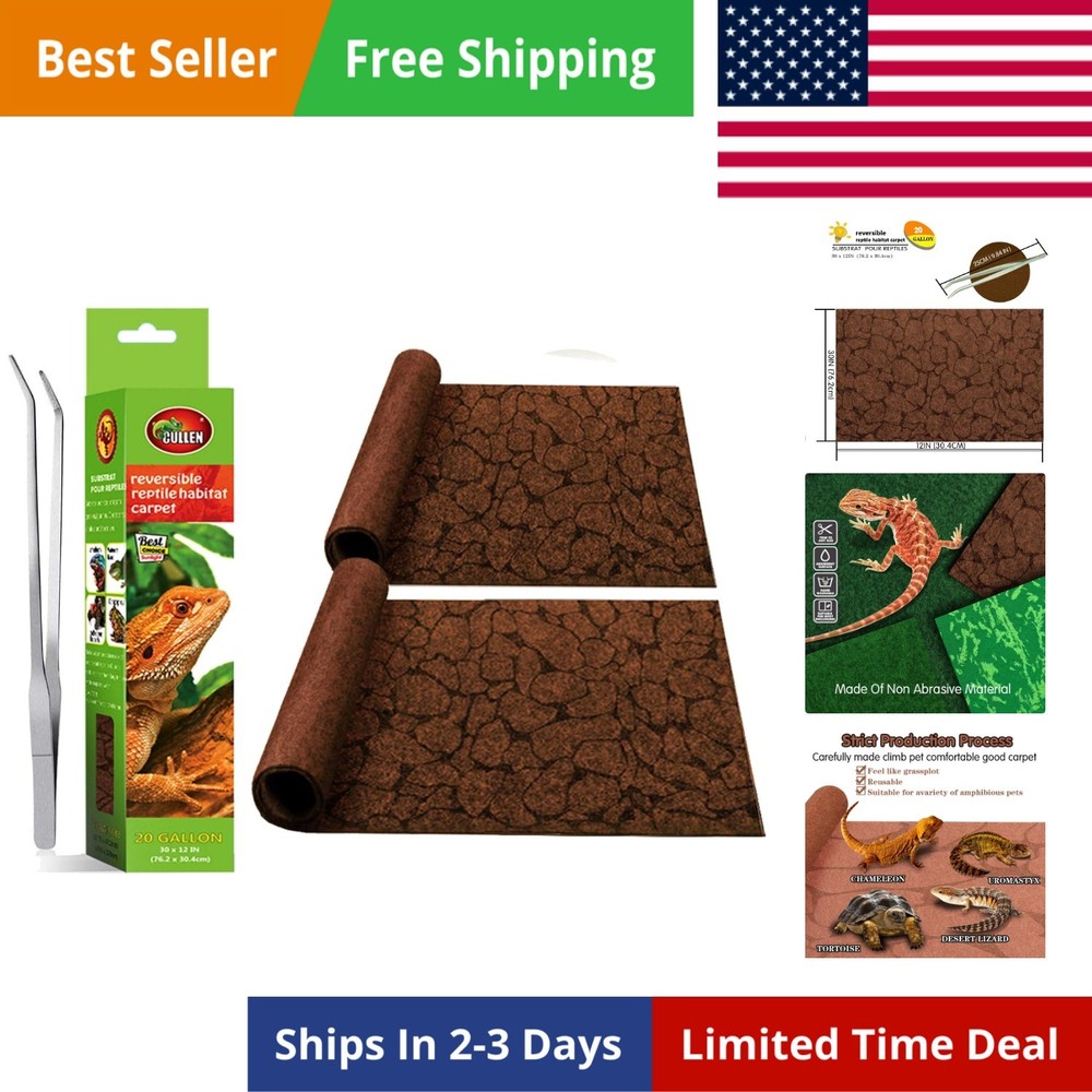 2PCS Reptile Carpet 20 Gallon, Pet Terrarium Liner, Reptiles Cage Mat/Substra…