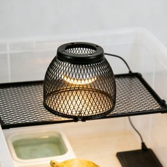 Black Heat Lamp Cage for Reptile Terrarium with Anti Scald Lamp Mesh Cover