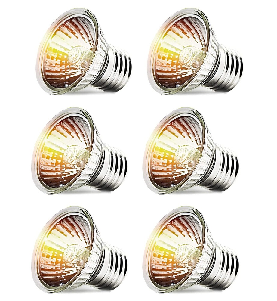 6-Packs 25W Bulbs Reptile Heat Lamp Heater Light Halogen Basking Bulbs Full S…