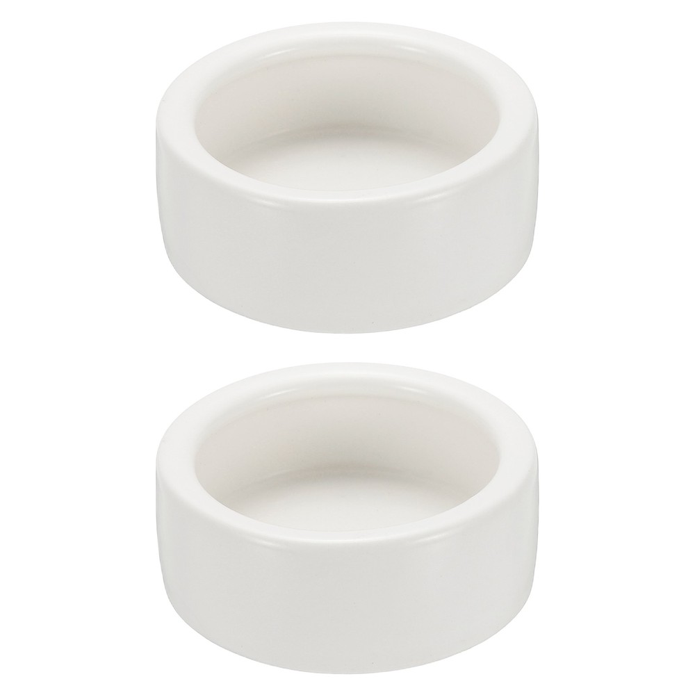 Reptile Food Bowl, Worm Water Dish Ceramic Pet Bowl Small (2 In, White, 2 Pack)