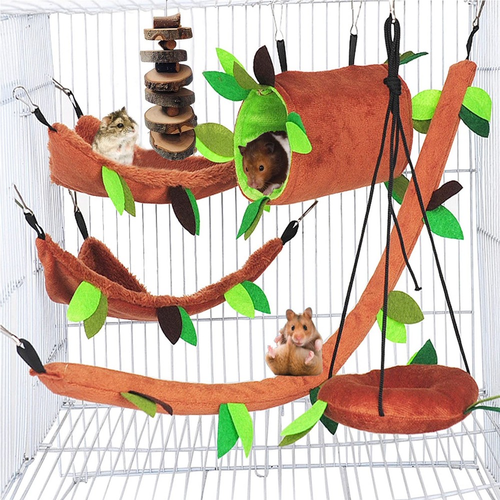 6 Pcs Hamster Hammock Small Animals Hanging Warm Bed House Organic Natural Ap…