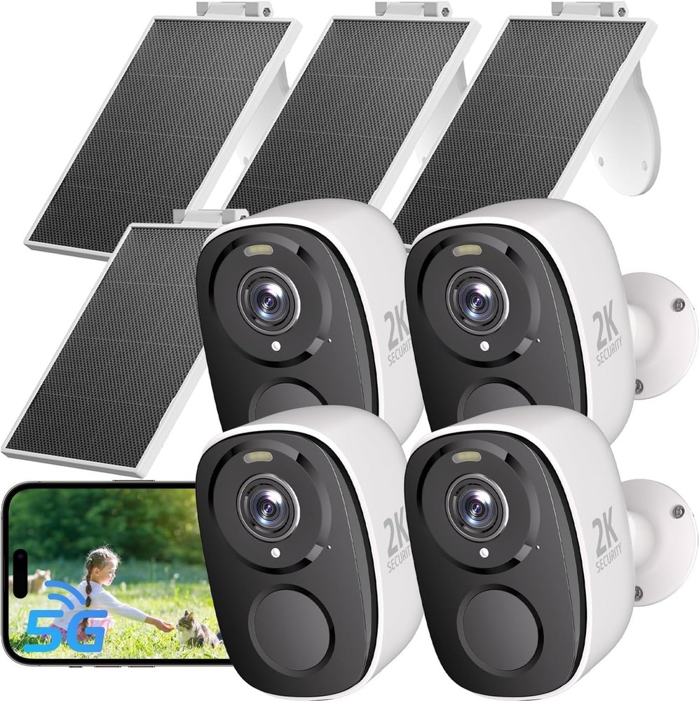 ELECCTV 2.4&5ghz WiFi Solar Security Cameras Wireless Outdoor,2K QHD Home Sec…