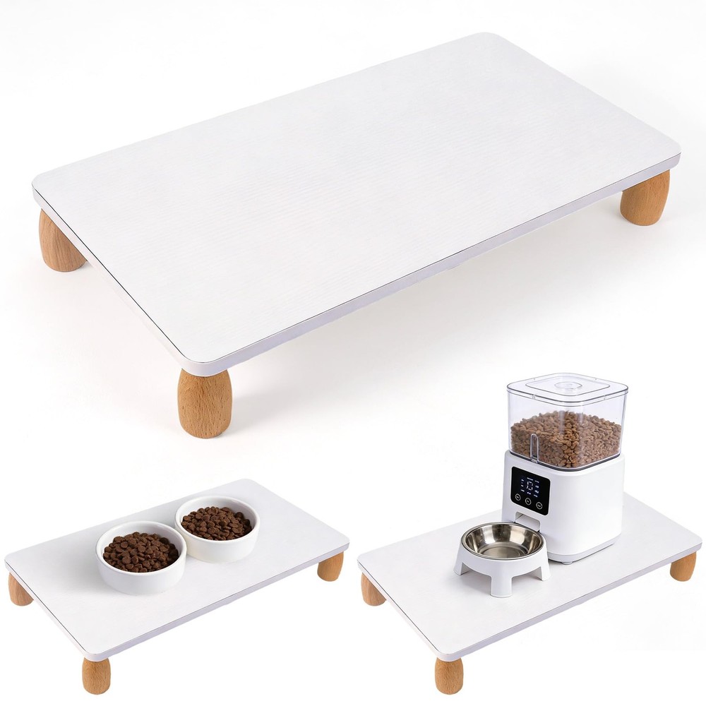 Wooden Elevated Cat Food Stand, 3.2″ Raised Cat Food Table, Pet Feeding Table…
