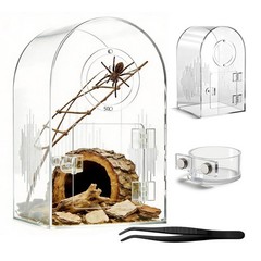 Clear Acrylic Spider Enclosure Kit – Ventilated Habitat for Jumping Spiders, Tar