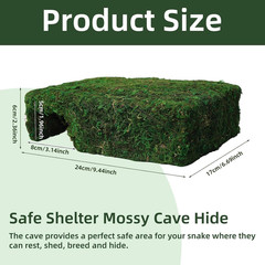 Mossy Cave Hide Reptiles Lizard Moss Hideout Safe Shelter Snake Cave Hut Themed
