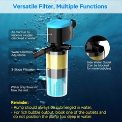 AquaMiracle 130GPH Internal Aquarium Filter, 3-Stage Fish Tank Filter with Du…