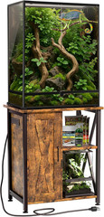 45-67 Gallon Reptile Tank Stand with Power Outlet, Terrarium Stand with Storage