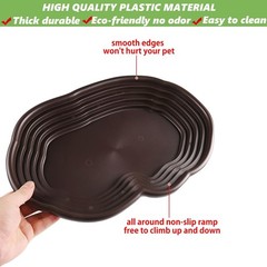 3PCS Tortoise Water Bowl with Ramp Leaf Tortoise Water Food Dish Turtle Pool …