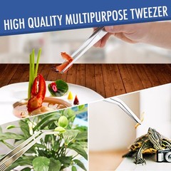 2 Pcs Straight and Curved Tip Tweezers 12 Inch, Stainless Steel Precision Twe…