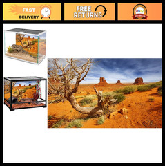 48×18 Reptile Habitat Background – Orange Desert Terrarium Decor, Durable Polyes