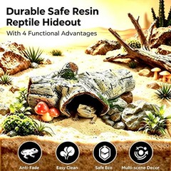 Reptile Hide Cave, Resin Hollow Tree Trunk Hideout, Terrarium Habitat Shelter…