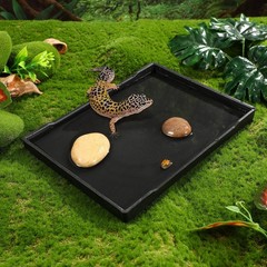 1Pc Reptile Water Bowl Black Durable Solid Material Smooth Surface Feeding Dish