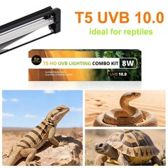 New T5 UVB Light for Reptiles, 10.0 8W HO UVA Reptile Fixture, 12 Inch Lamp Tube