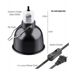 Reptile Light Fixture, 5.5” Standard Dome for Reptile Basking … FAST USA SHIP