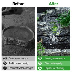 REPTI ZOO Reptile Water Fountain with Food Dish, 550ML Terrarium Waterfall Dr…