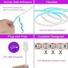 USB Black Light Strip, 6.6ft 10W UV LED Blacklight String Blue