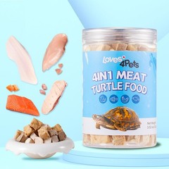 Turtle Food – 4 in 1 Natural Freeze-Dried Chicken, Duck, Salmon, Cod – Real M…