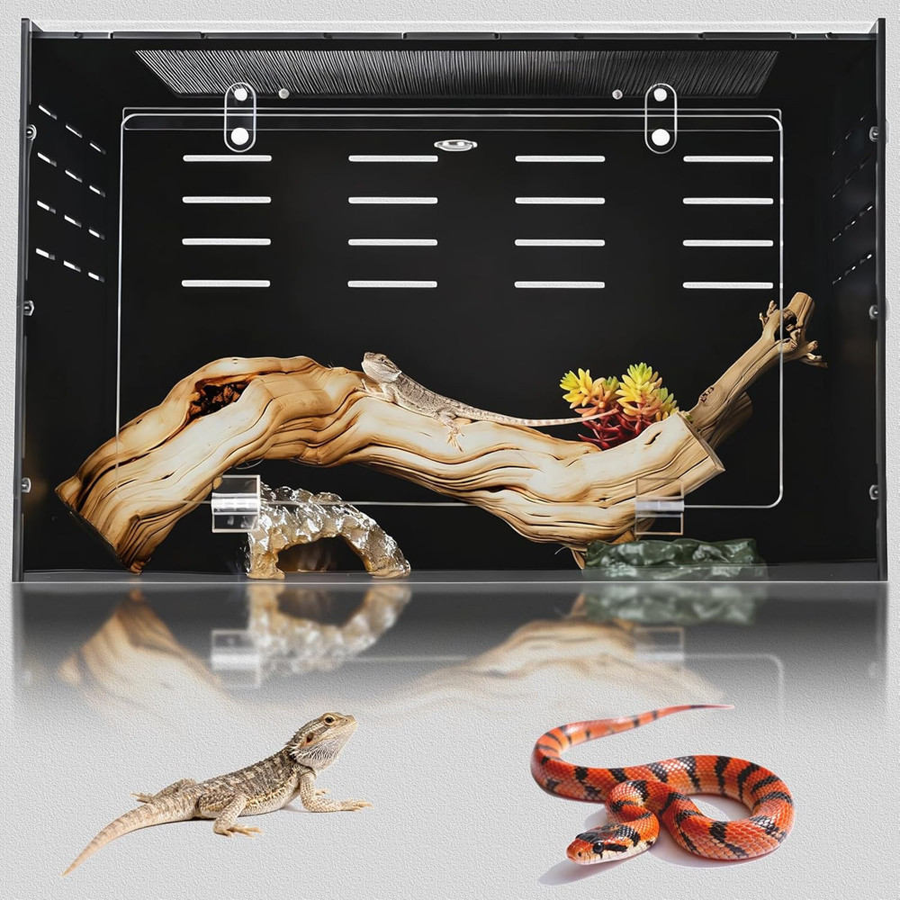 25 Gallon Reptile Tank 24″X16″X16″ – PVC Reptile Enclosure Terrarium for Leopard