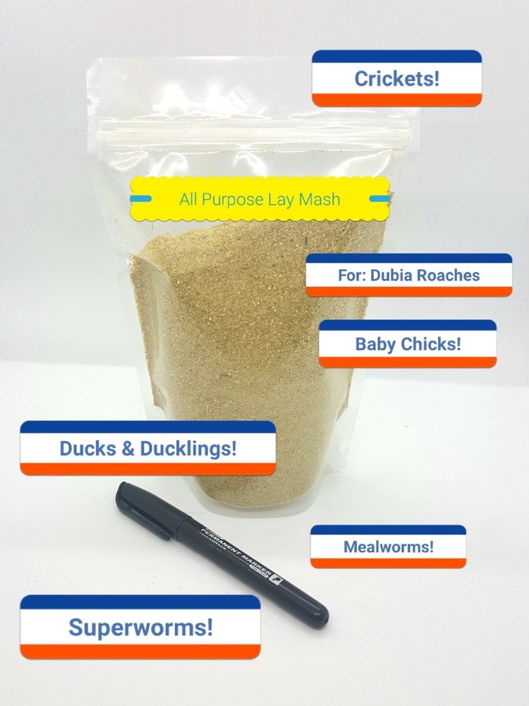 Laymash Roach Chow Gut-Load Ducks Chicks Food Dubia Crickets Mealworm Superworm!