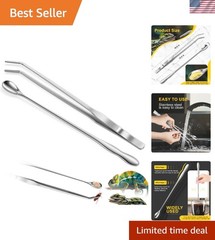 Versatile 2pcs Reptile Feeding Tongs & Spoon – Safe Stainless Steel Tools Set