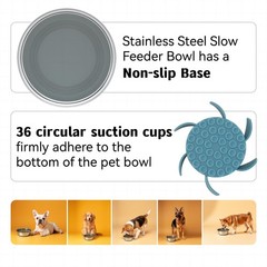 2 in 1 Slow Feeder Dog Bowl with Removeable Silicone Feeder Insert, Stainless…