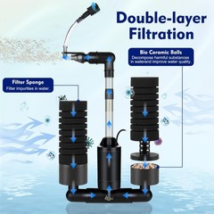 AQQA Electric Sponge Filter for Aquarium, Quiet USB Powered Fish Tank Sponge …
