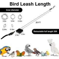 Retractable Bird Leash, Parrot Flying Rope, Anti-Bite Wire Rope, Adjustable B…