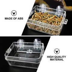 2pcs Reptile Water Dish Transparent Basin Lizard Feeder Anti-Escape Feeding Bowl