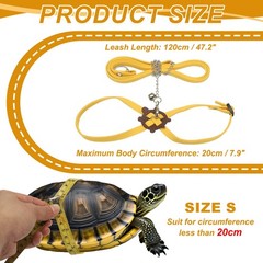 Tortoise Leash Harness with Bell, ( Leather, Small, Yellow )