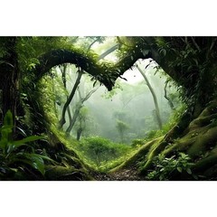 AWERT 24×16 inches Polyester Tropical Rainforest Terrarium Background Stream …