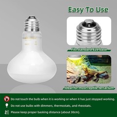 2-Pack 100W Reptile Heat Lamp 100W Amphibians Basking Light Bulb UVA Heat Lamp