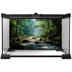 Jungle Rainforest Aquarium Background Tranquil Stream Meanders Fish Tank Back…