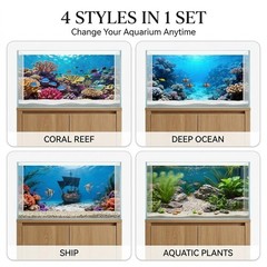 4 Pack Aquarium Background, 30×18 Inch Polyester Cloth Decor for Fish Tank, S…