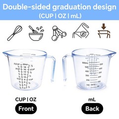 Measuring Cup Set, 3PCS Plastic Liquid Measuring Cups,Includes 150Ml, 300Ml a…