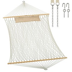 JoyView Traditional Rope Double Hammock – Hand Woven Cotton Hammock with Hard…
