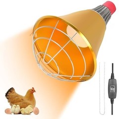 Heated Chicken Lamp for Coop – E26 Base Heat Bulb Shield, 3 Temp Modes, Al-Alloy