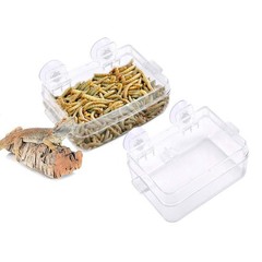 2 Pcs Chameleon Feeder Bowl Anti-Escape Food Dish with Suction Cup White