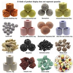 Aquarium Filter Media 15-in-1 Mineral Balls & Ceramic Rings – 1000g with Zipp…