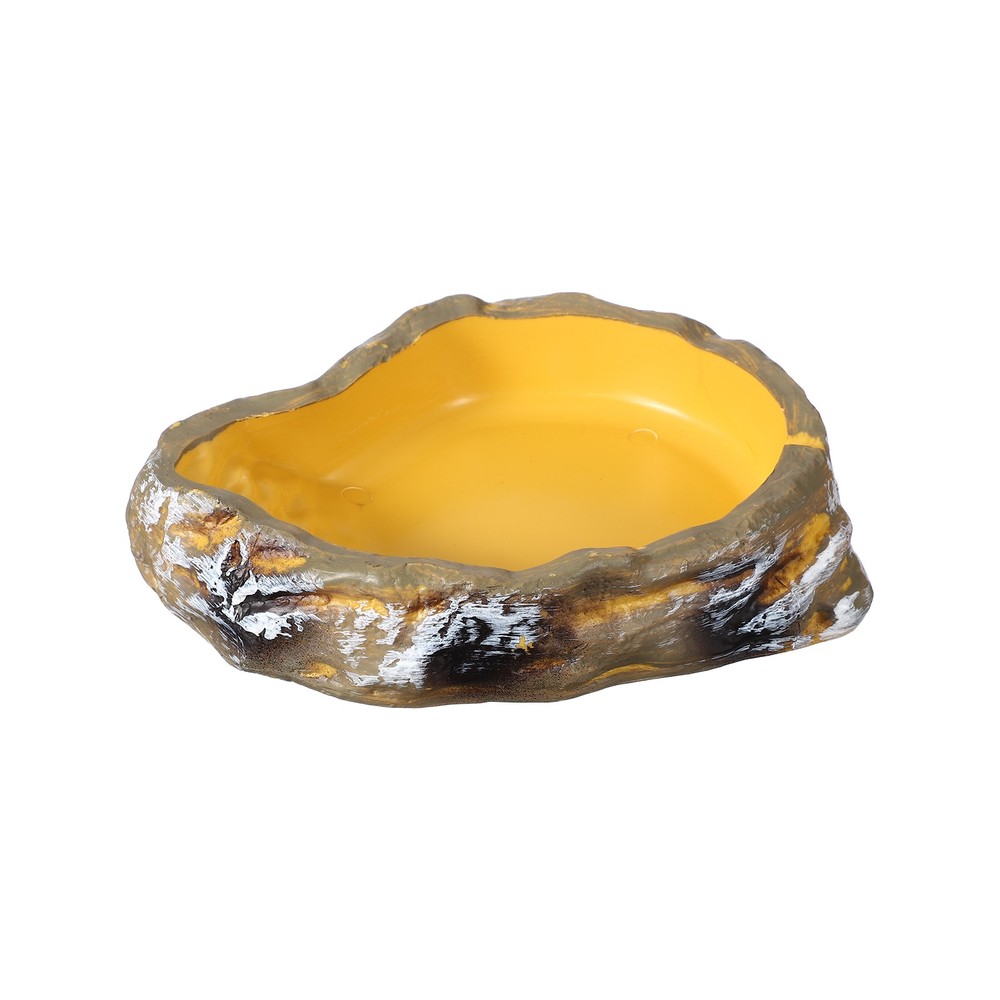 Reptile Food Bowl, Reptile Feeding Dish Corner Bowl m (7.1In, Yellow)