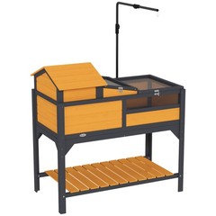 Tortoise Habitat with Adjustable Lamp Holder, Storage Shelf, Yellow