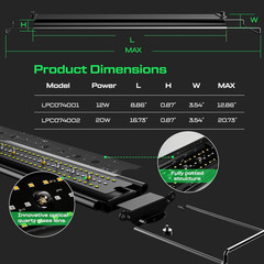 20W UVB Reptile Light, Dimming UVB UVA Reptiles Strip Lamp, Remote Control with