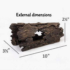 Reptile Hide, Fish Tank Accessories. Medium 10″ Hollow Log for Aquarium, Lizard