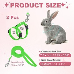 2Pcs Rabbit Harness and Leash Small Animal Harness Grass Green