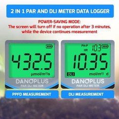 PAR Meter 2 in 1 PAR DLI Meter with Data Logging, Record and Export 5 Years o…