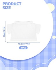 4 PCS Stuffed Bear Basic T Shirt Clothes for 10-12Inch, T Shirt Classic Crew …