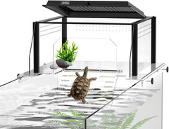 Turtle Basking Platform, Fits 10–13.5″ Wide Tanks, Temp Humidity Gauge | Clear A