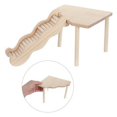 Wooden Hamster Cage Platform: Small Animal Rest Area with Ladder – Natural Wood