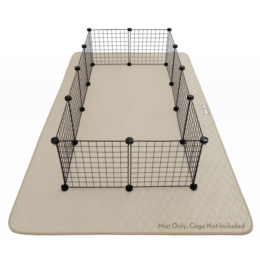 Paw Inspired 80×50 Inch Playpen Mat, Fleece Cage Liner, Beige | Super Absorbe…