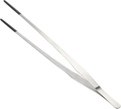 Reptile Stainless Steel Lizard Aquarium Straight Feeding Tweezers W/ Rubber Tip
