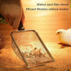 Stainless Steel Reptile Sand Substrate Scoops Shovel Sifter Mesh Metal Reptile